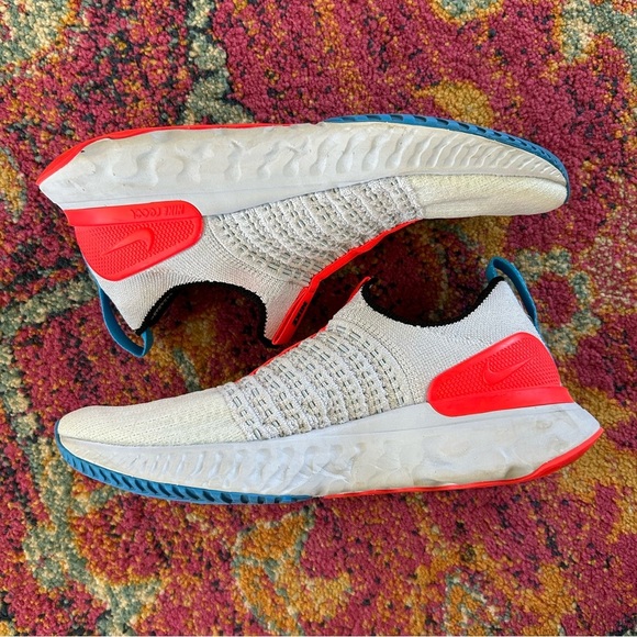 Nike | Women’s White React Phantom Run Flyknit 2 Sneakers, neon red accents, 6.5 - Picture 8 of 16